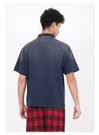 Wholesale heavyweight 275g 100% cotton washed vintage spray-stonewashed distressed ripped short-sleeve T-shirt