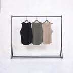 Vintage 325g Waffle U-neck Batik Washed Reverse Topstitching Raw-Edge Hem Sleeveless T-shirt