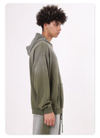 High street distressed hoodie batik washed hooded collar gradation loose pure cotton american style damage hoodie