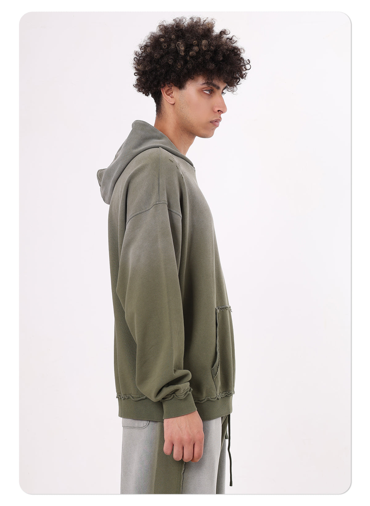 High street distressed hoodie batik washed hooded collar gradation loose pure cotton american style damage hoodie