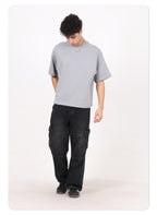 High Quality 230GSM 100% Cotton Basic Boxy Short and Wide Short-sleeve T-shirt Solid O-neck T-shirt for Men