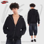 Dustproof Hidden Face Mask Silhouette Sports Zipper-up Hoodie