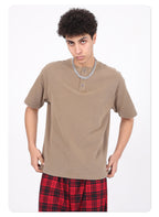 Henley Neck Batik Waffle Knit T-shirt