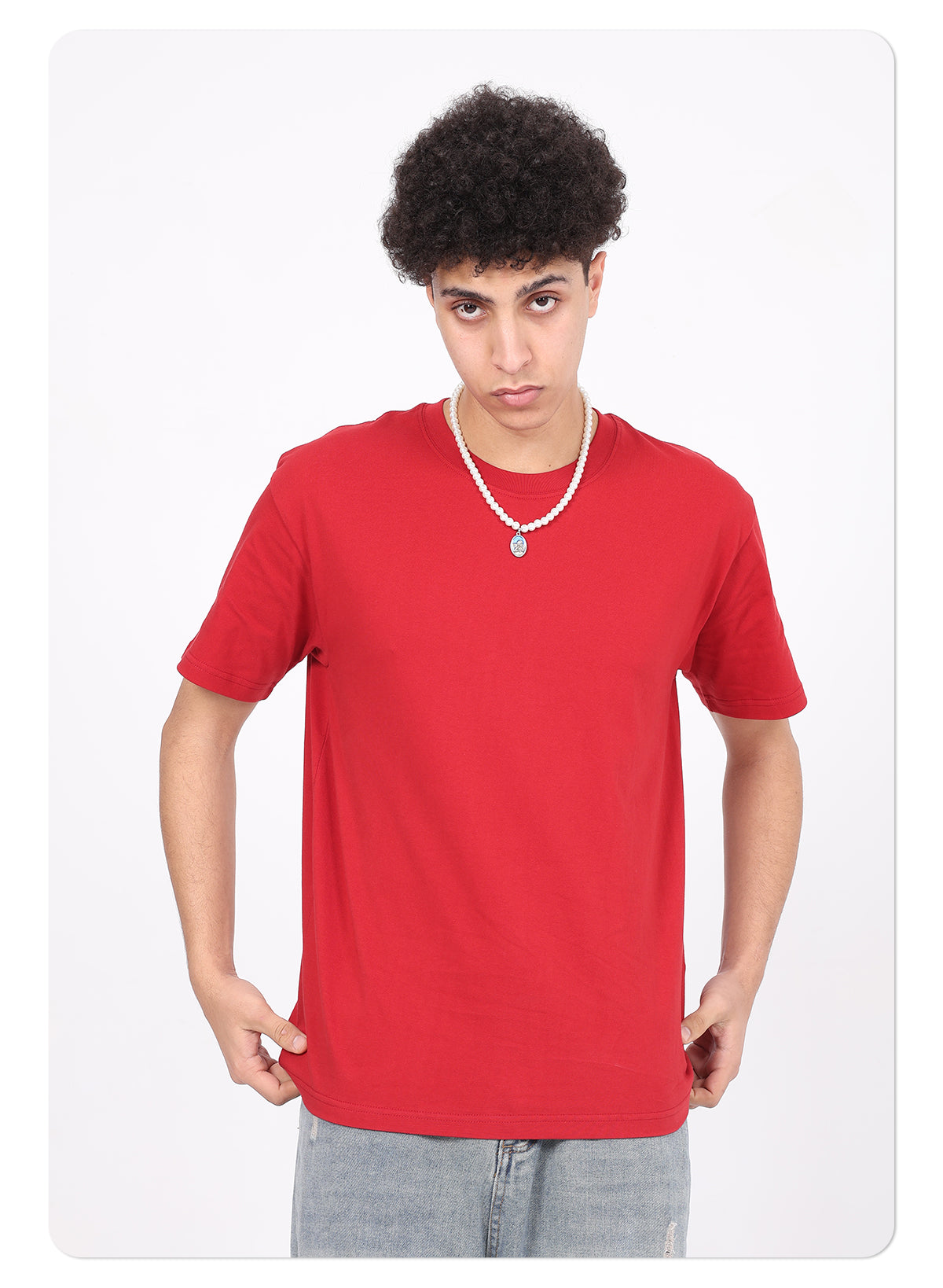 Wholesale 100% cotton 230g heavyweight solid color crew-neck short-sleeve drop-shoulder blank t-shirt