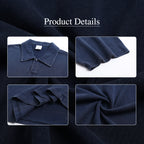 Men's 100% Cotton Vintage Snow Wash Distressed High-Street Boxy Fit Polo-Collar Short-Sleeve T-shirt