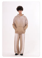 High street distressed hoodie batik washed hooded collar gradation loose pure cotton american style damage hoodie