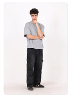 High Quality 230GSM 100% Cotton Basic Boxy Short and Wide Short-sleeve T-shirt Solid O-neck T-shirt for Men