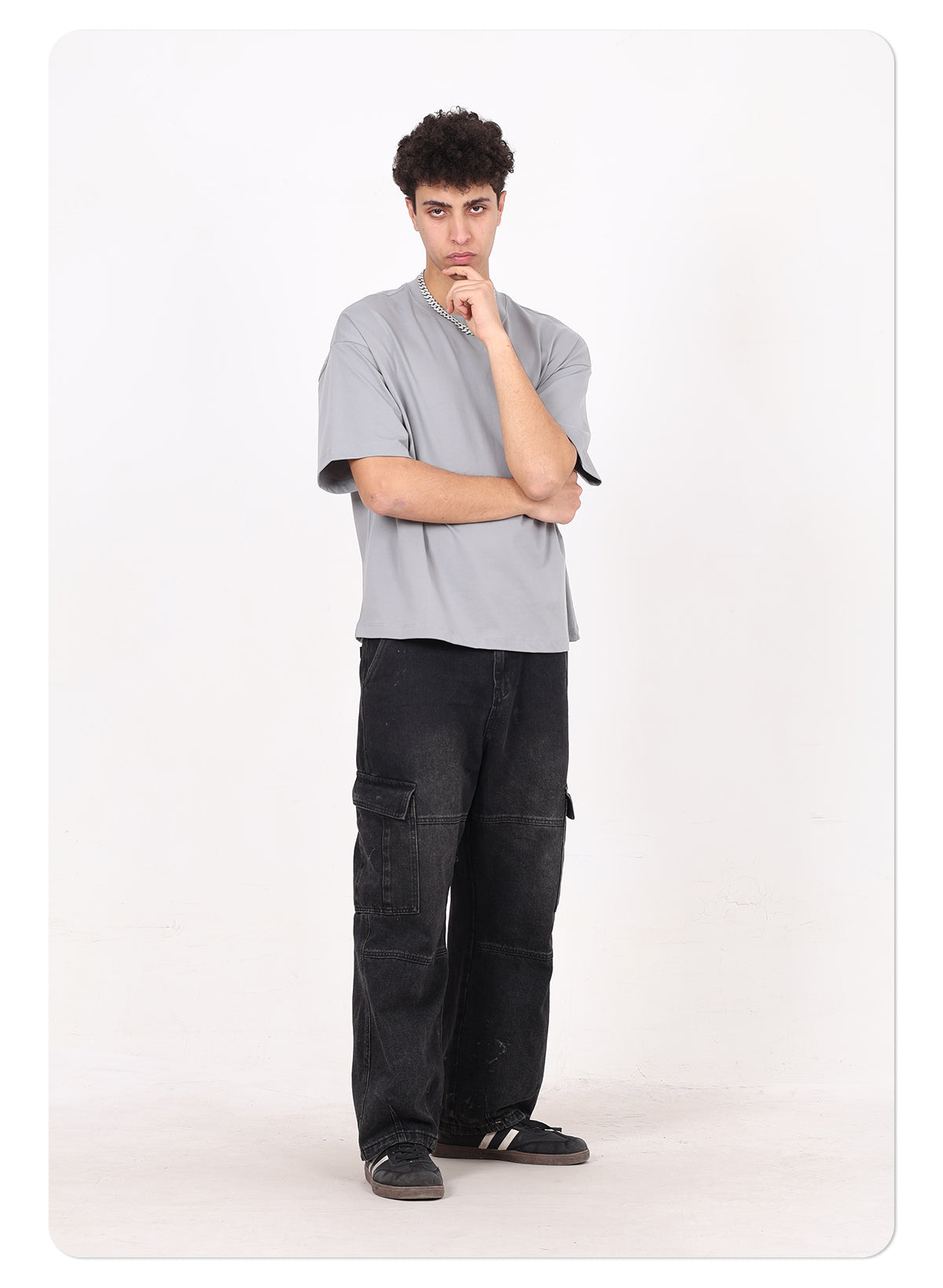 High Quality 230GSM 100% Cotton Basic Boxy Short and Wide Short-sleeve T-shirt Solid O-neck T-shirt for Men