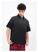 Wholesale heavyweight 275g 100% cotton washed vintage spray-stonewashed distressed ripped short-sleeve T-shirt