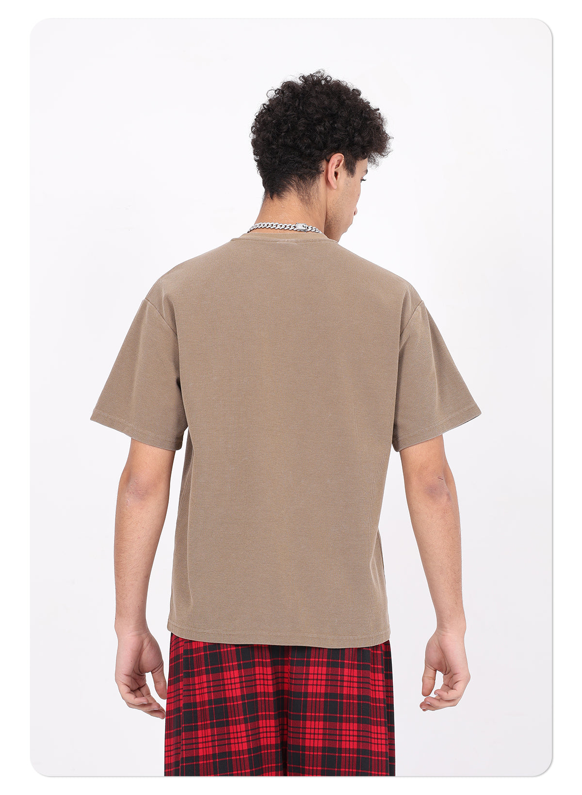 Henley Neck Batik Waffle Knit T-shirt