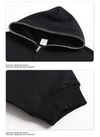 男士复古冬季 385 克重抓绒拉链连帽衫锁针刺绣前开拉链卫衣