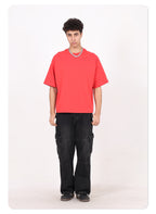 High Quality 230GSM 100% Cotton Basic Boxy Short and Wide Short-sleeve T-shirt Solid O-neck T-shirt for Men
