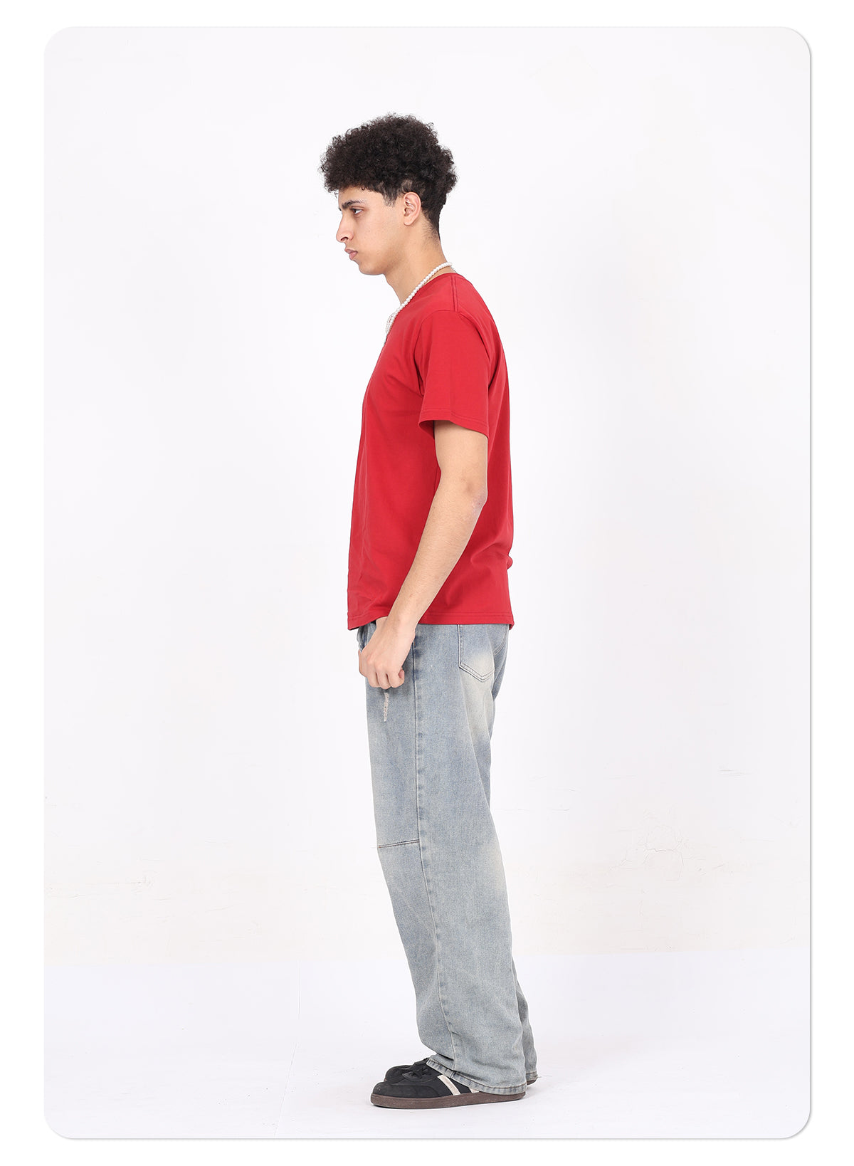 Wholesale 100% cotton 230g heavyweight solid color crew-neck short-sleeve drop-shoulder blank t-shirt