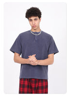 Henley Neck Batik Waffle Knit T-shirt