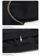 男士复古冬季 385 克重抓绒拉链连帽衫锁针刺绣前开拉链卫衣