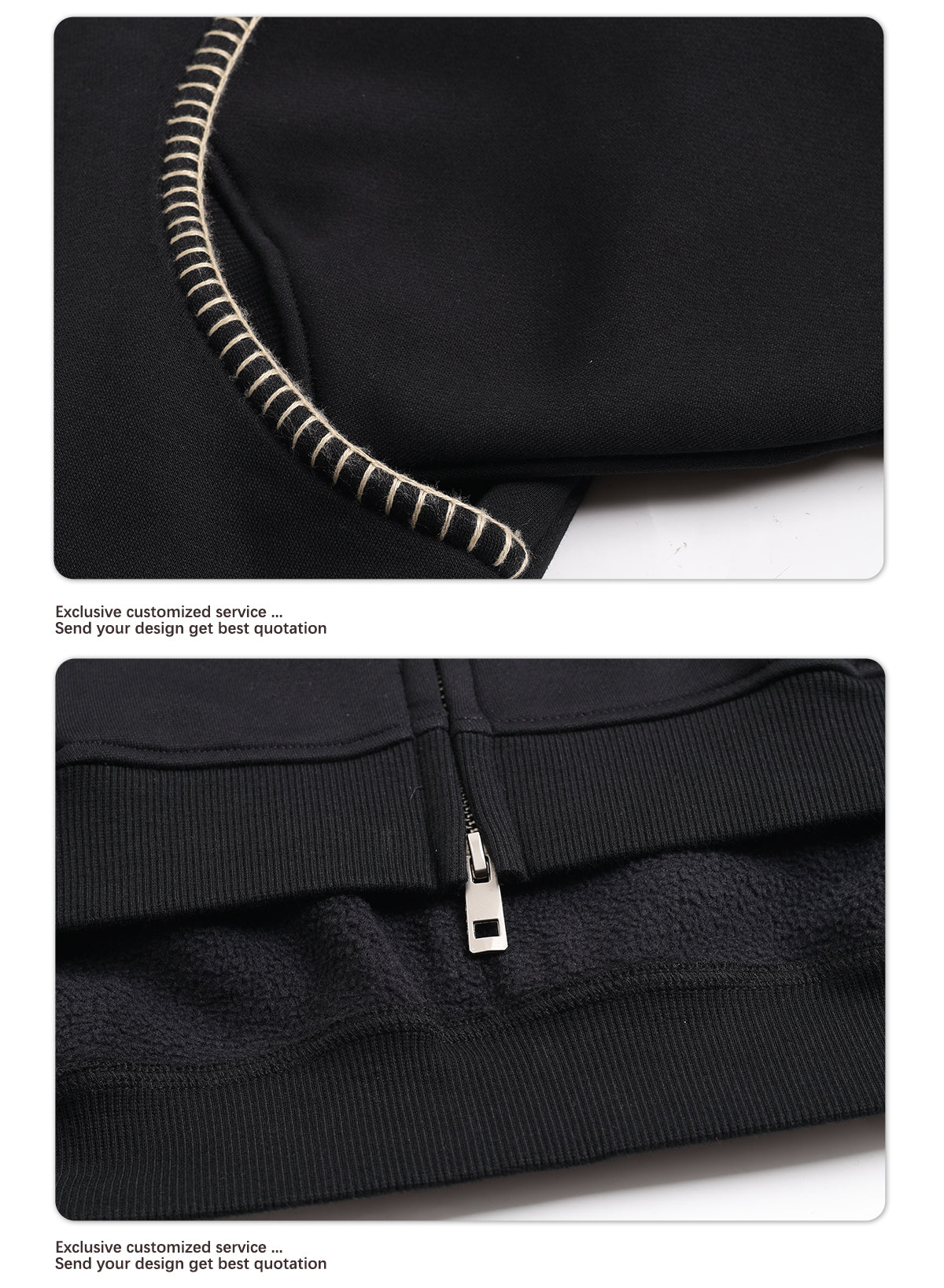 男士复古冬季 385 克重抓绒拉链连帽衫锁针刺绣前开拉链卫衣