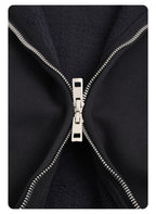 男士复古冬季 385 克重抓绒拉链连帽衫锁针刺绣前开拉链卫衣