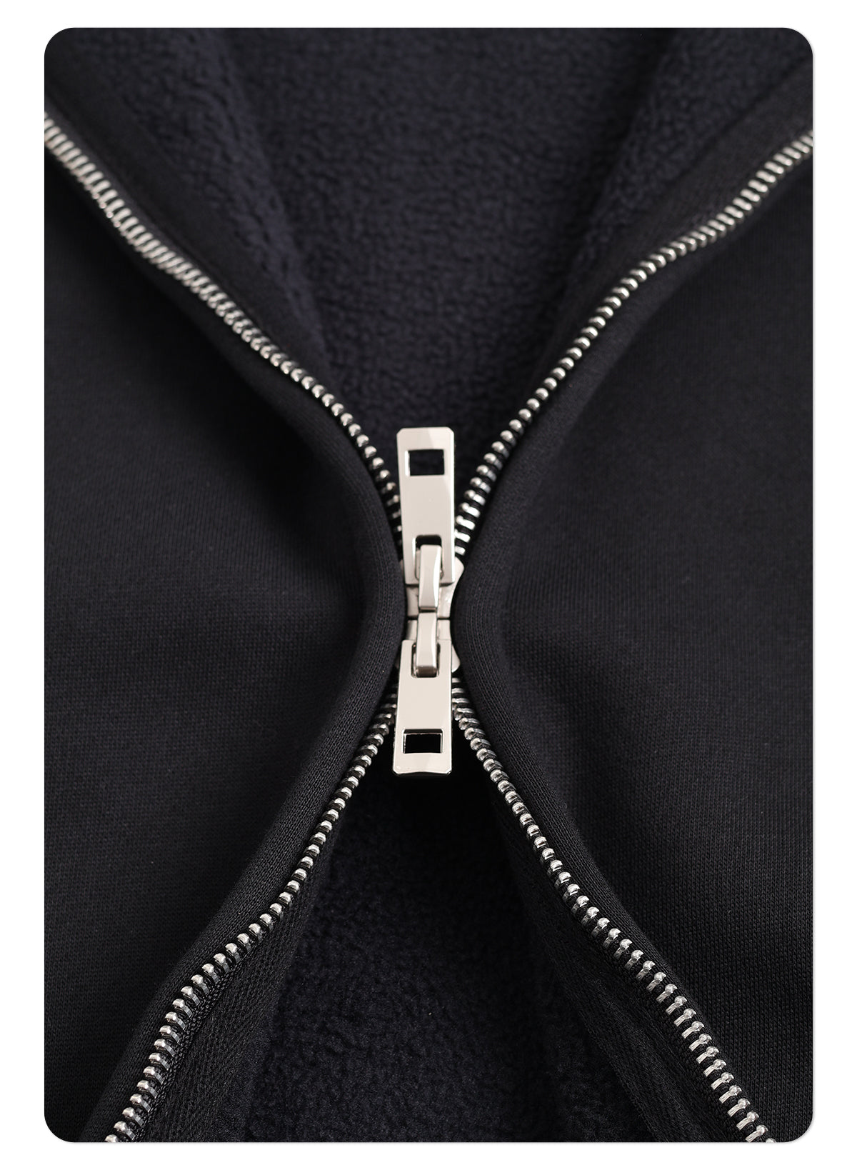 男士复古冬季 385 克重抓绒拉链连帽衫锁针刺绣前开拉链卫衣