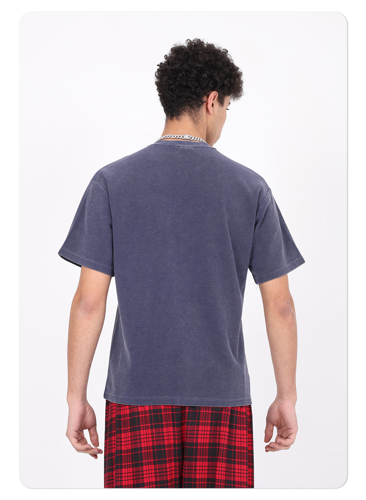 Henley Neck Batik Waffle Knit T-shirt