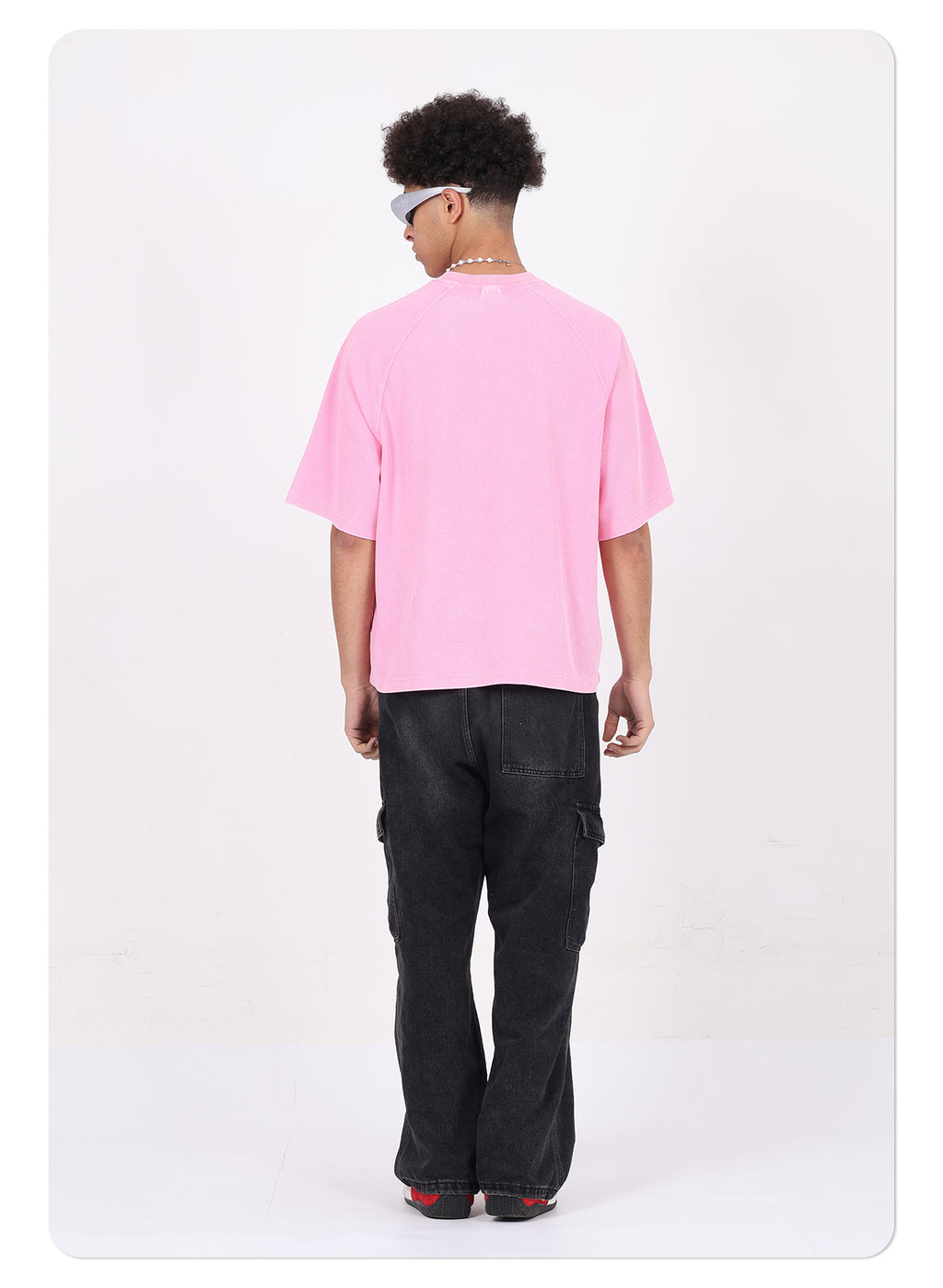 Men's 100% Cotton Vintage Snow Wash Distressed High-Street Boxy Fit Polo-Collar Short-Sleeve T-shirt