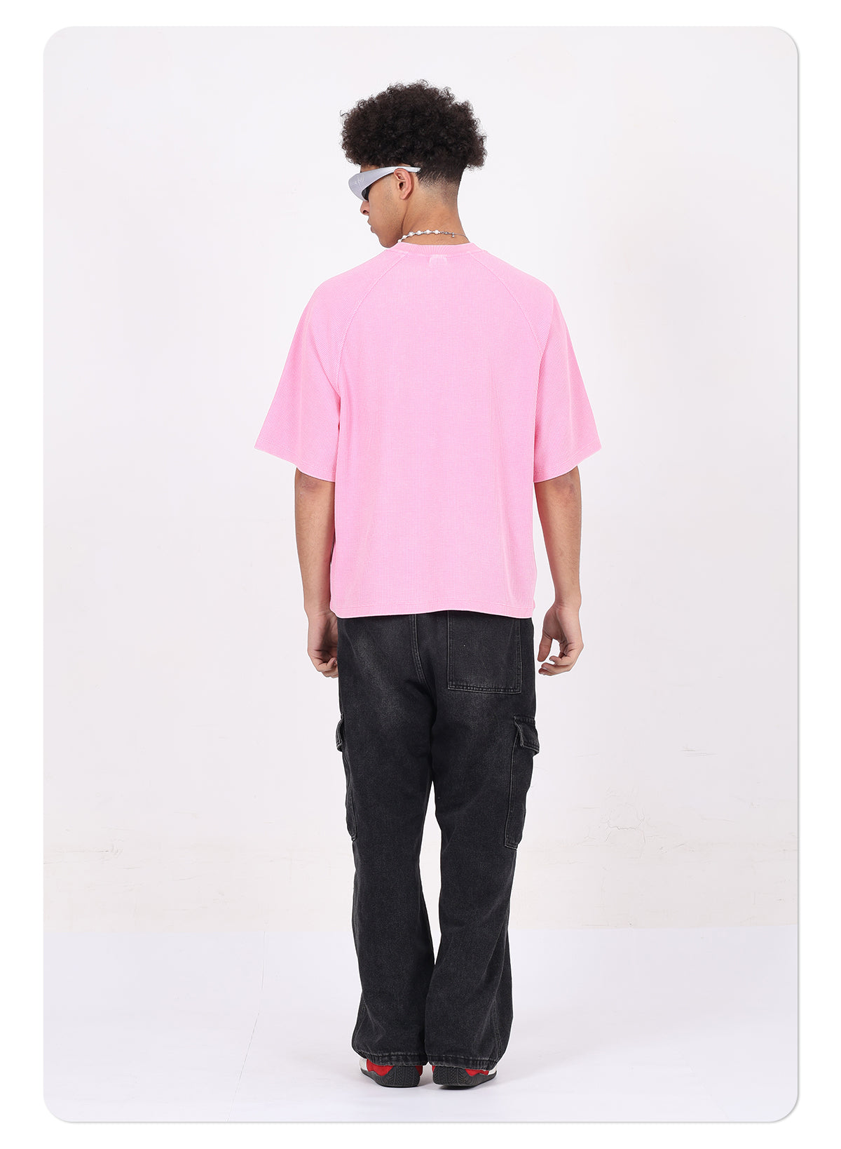 Men's 100% Cotton Vintage Snow Wash Distressed High-Street Boxy Fit Polo-Collar Short-Sleeve T-shirt