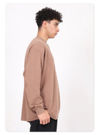 Men's High-Quality Breathable Waffle 330GSM Round-neck Loose-Fitting Casual Long-sleeved T-shirt