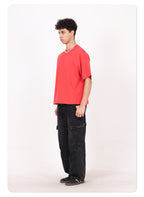 High Quality 230GSM 100% Cotton Basic Boxy Short and Wide Short-sleeve T-shirt Solid O-neck T-shirt for Men