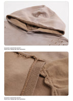 High street distressed hoodie batik washed hooded collar gradation loose pure cotton american style damage hoodie