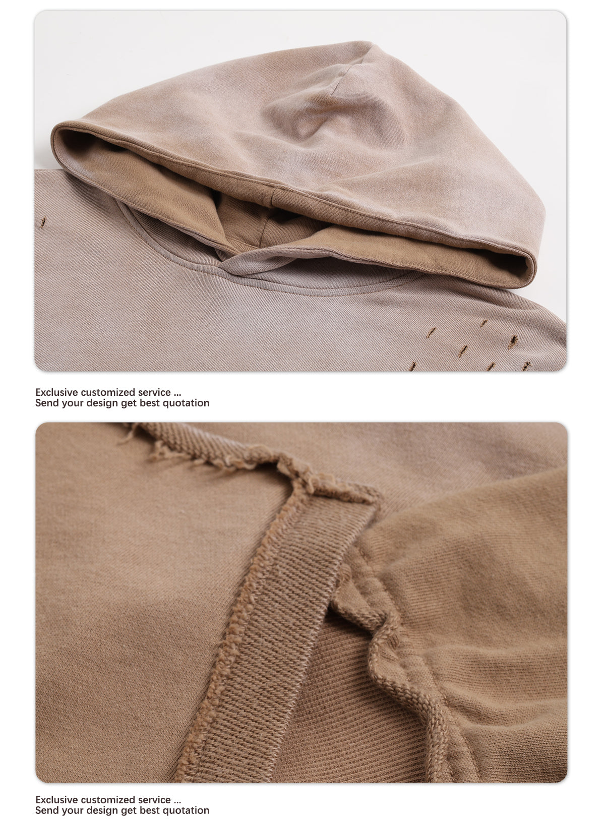 High street distressed hoodie batik washed hooded collar gradation loose pure cotton american style damage hoodie