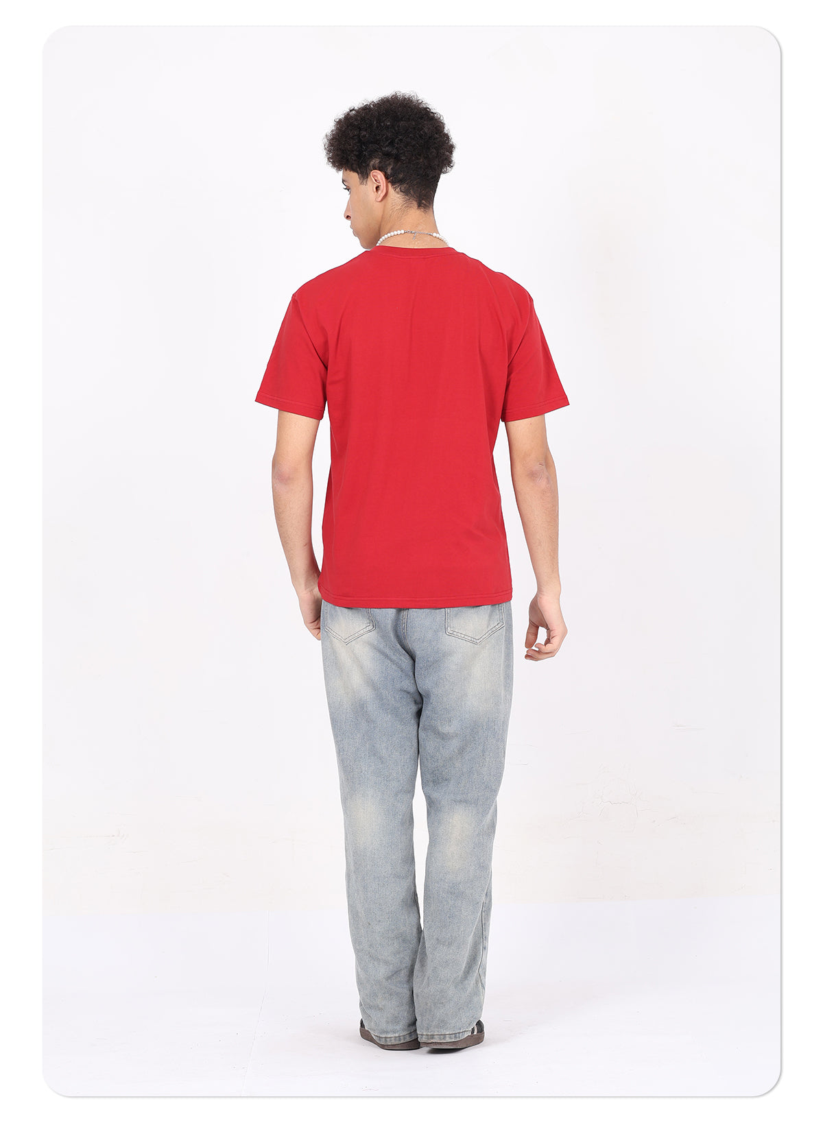Wholesale 100% cotton 230g heavyweight solid color crew-neck short-sleeve drop-shoulder blank t-shirt