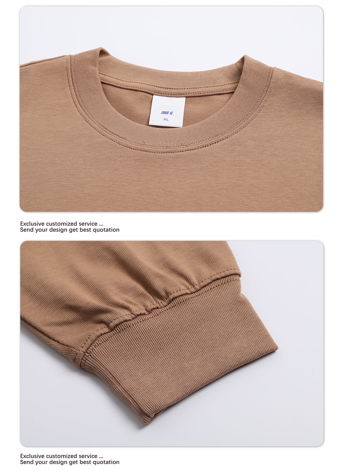 Custom Blank Graphic T-Shirt 305g Cotton Oversized T-Shirt Long Sleeve Blank Heavyweight Big and Tall T-Shirts