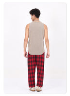 Vintage 325g Waffle U-neck Batik Washed Reverse Topstitching Raw-Edge Hem Sleeveless T-shirt