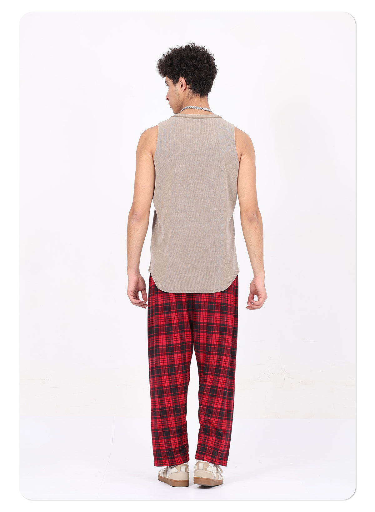 Vintage 325g Waffle U-neck Batik Washed Reverse Topstitching Raw-Edge Hem Sleeveless T-shirt