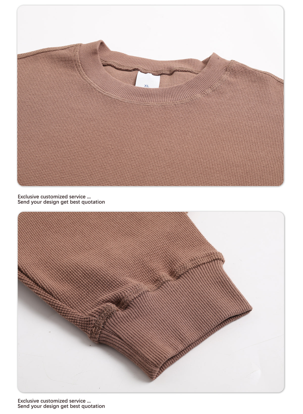 Men's High-Quality Breathable Waffle 330GSM Round-neck Loose-Fitting Casual Long-sleeved T-shirt
