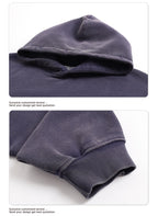 400GSM Vintage Washed Short and Wide Boxy-Fit Fleece Hooded Sweatshirt Snow-wash Loose Casual Hoodie for Men