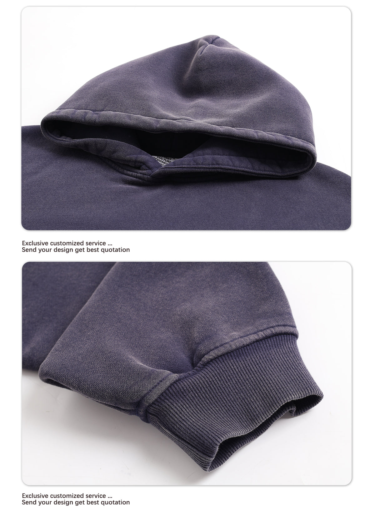 400GSM Vintage Washed Short and Wide Boxy-Fit Fleece Hooded Sweatshirt Snow-wash Loose Casual Hoodie for Men