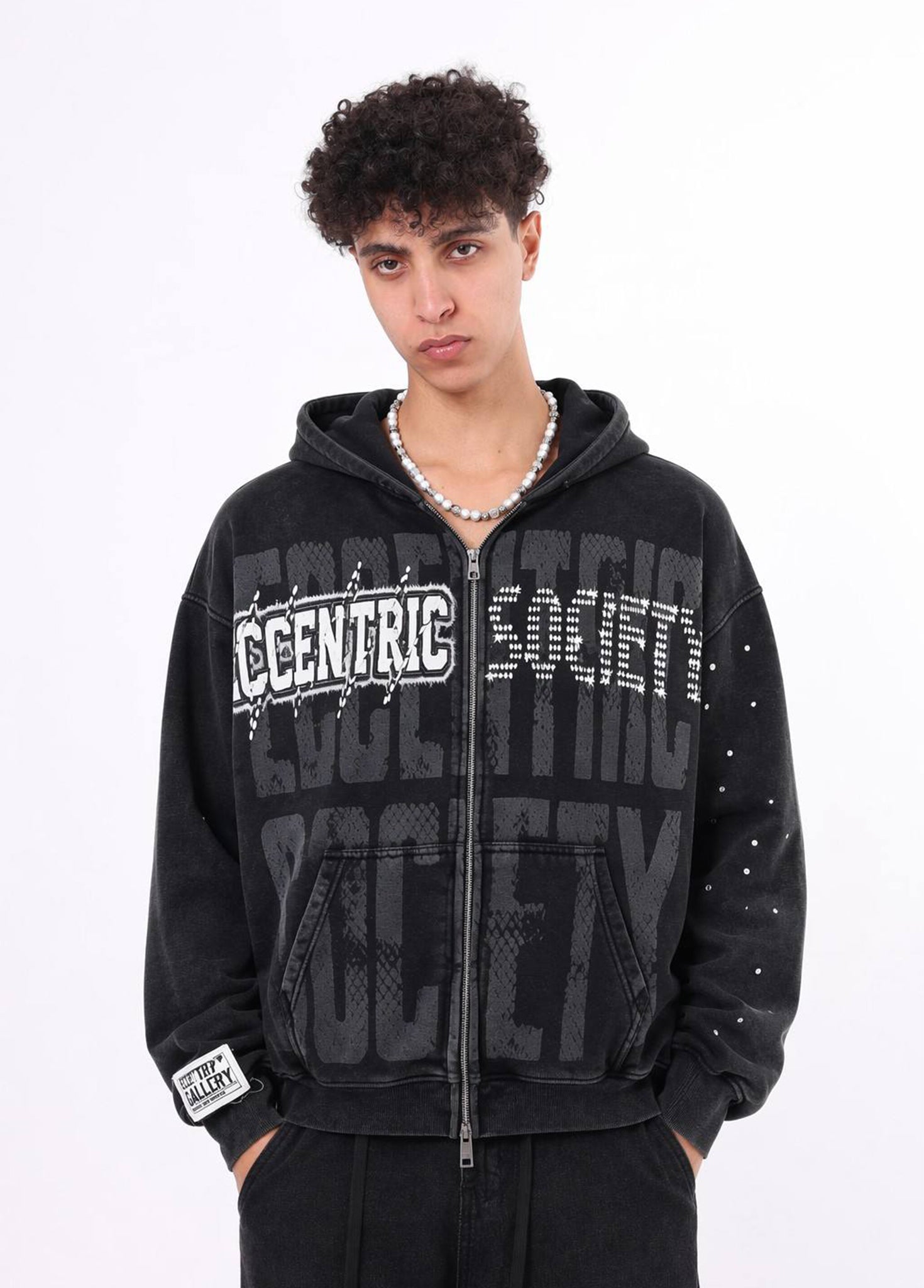 Rhinestone Zip up Hoodie