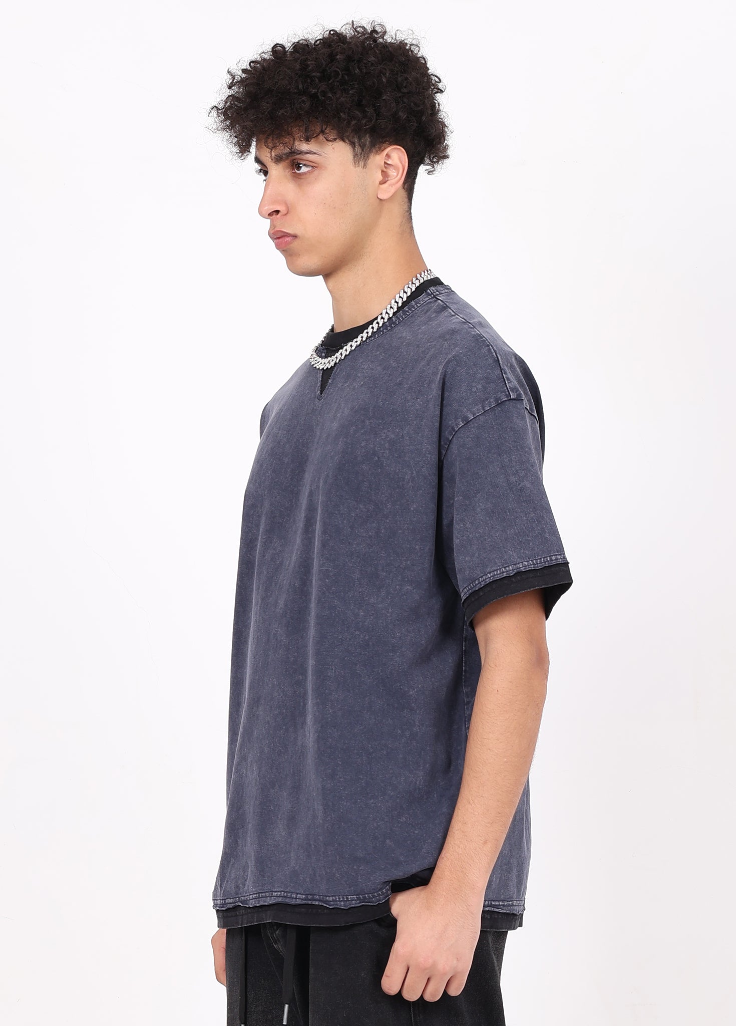 Washed Patchwork Layered Tee