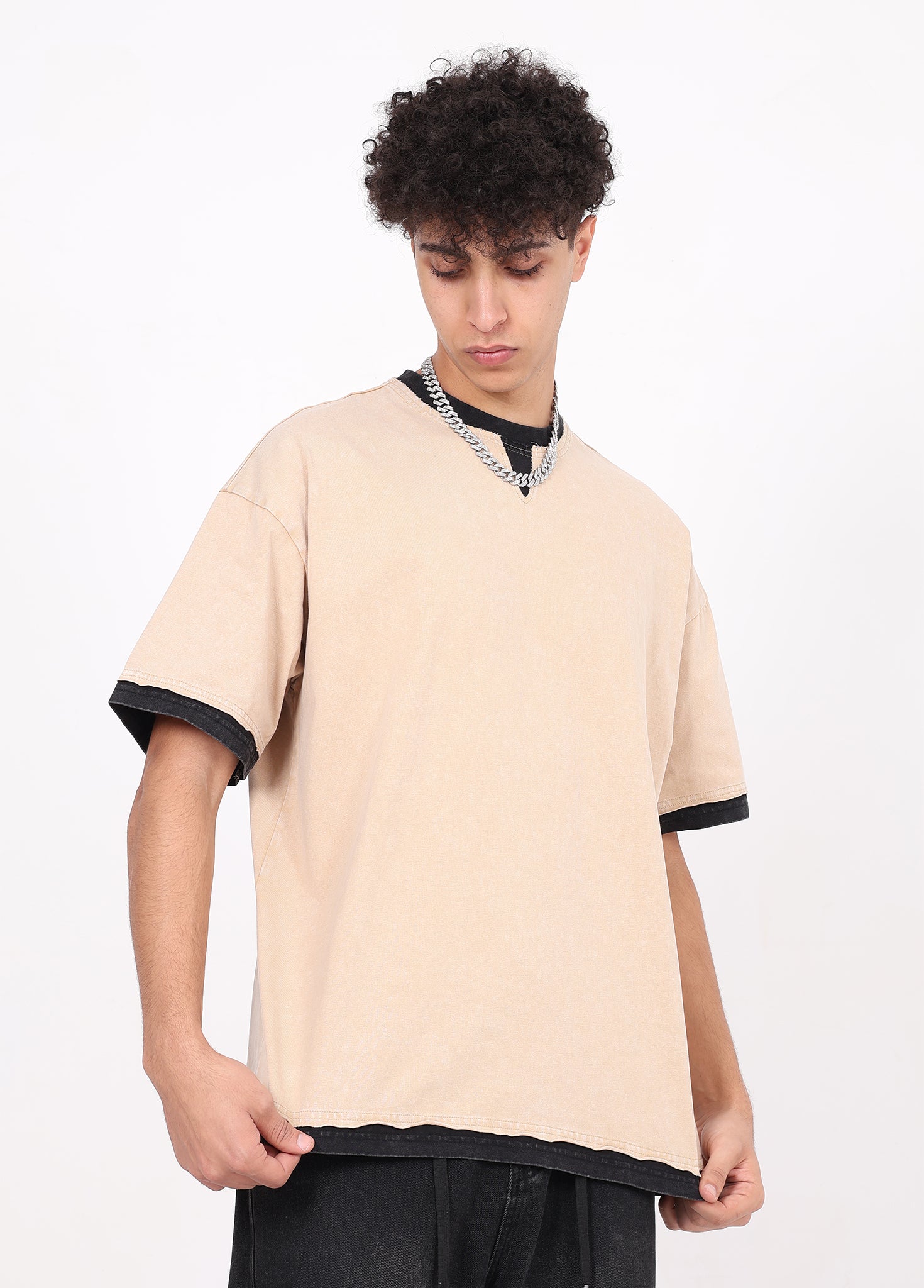 Washed Patchwork Layered Tee