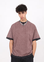 Washed Patchwork Layered Tee