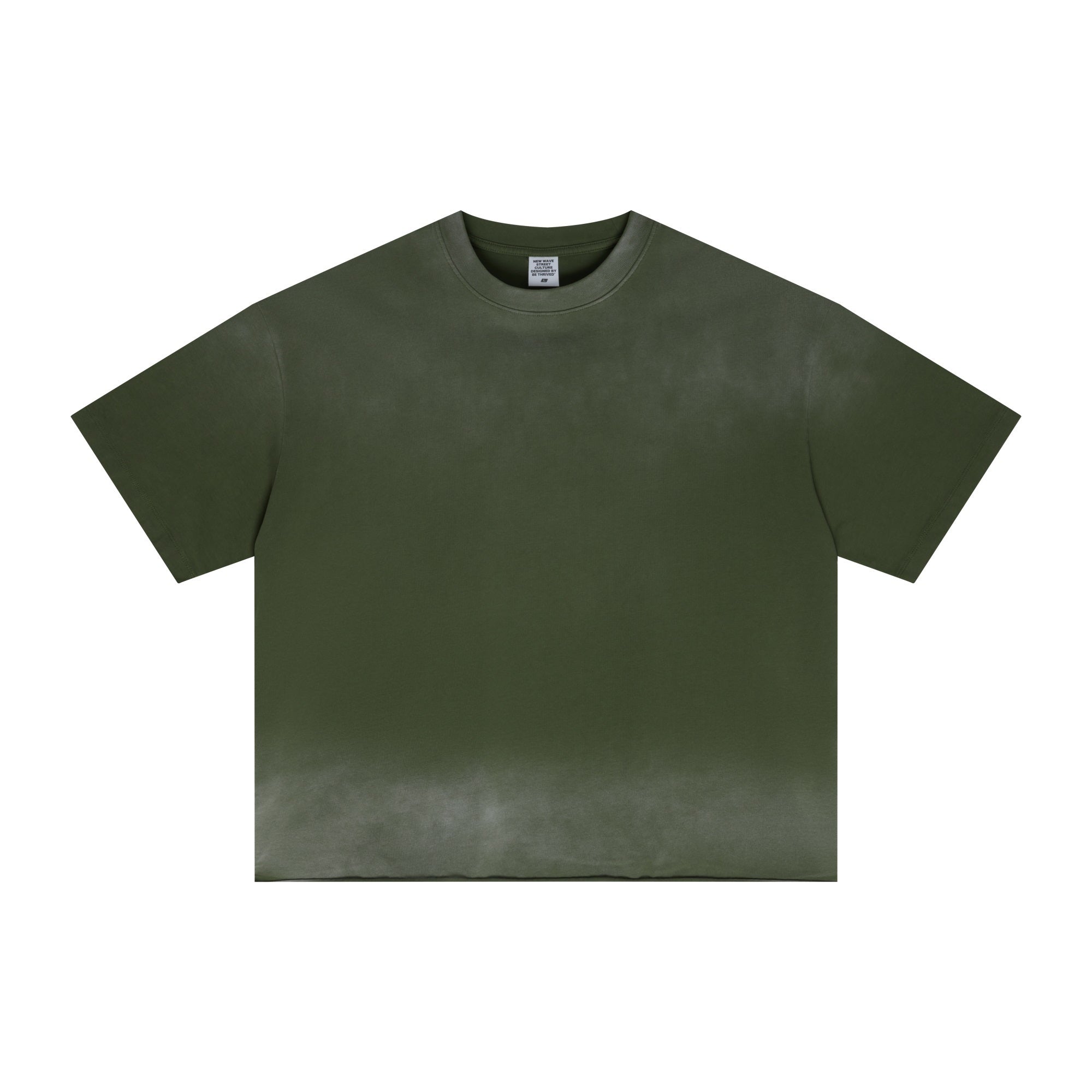 Men's Vintage Stone Wash Streetwear Boxy-Fit Spray-on Fading Distressed Edge Oversized Summer T-shirt