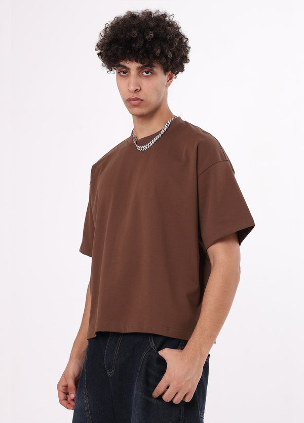 Boxy Fit Cropped Solid Blank Tee
