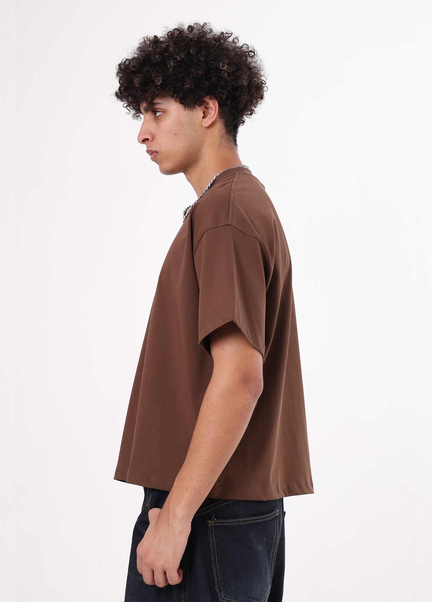 Boxy Fit Cropped Solid Blank Tee