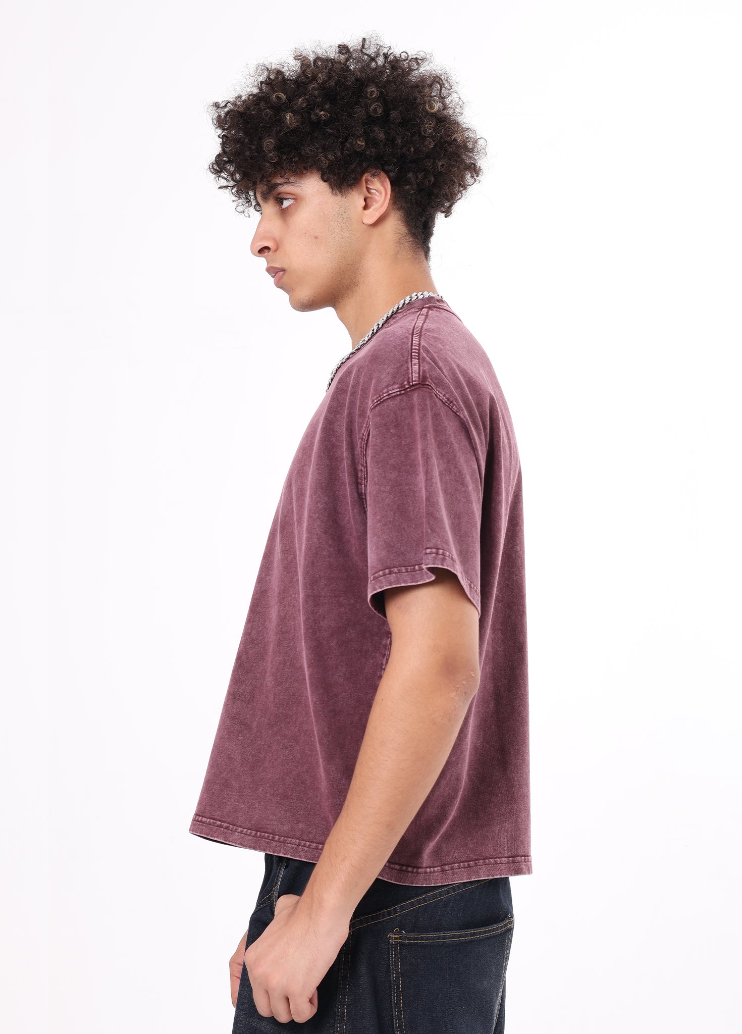 Boxy Fit Cropped Washed Distressed Tee