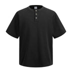 Henley Neck Batik Waffle Knit T-shirt