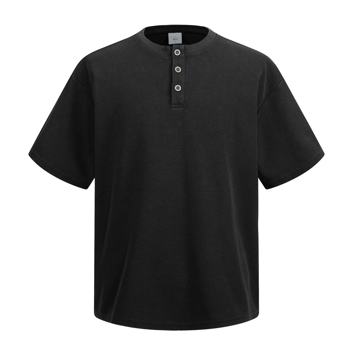 Wholesale 325g Heavyweight Waffle Henley Neck Short-sleeve Batik Washed Vintage Casual T-shirt