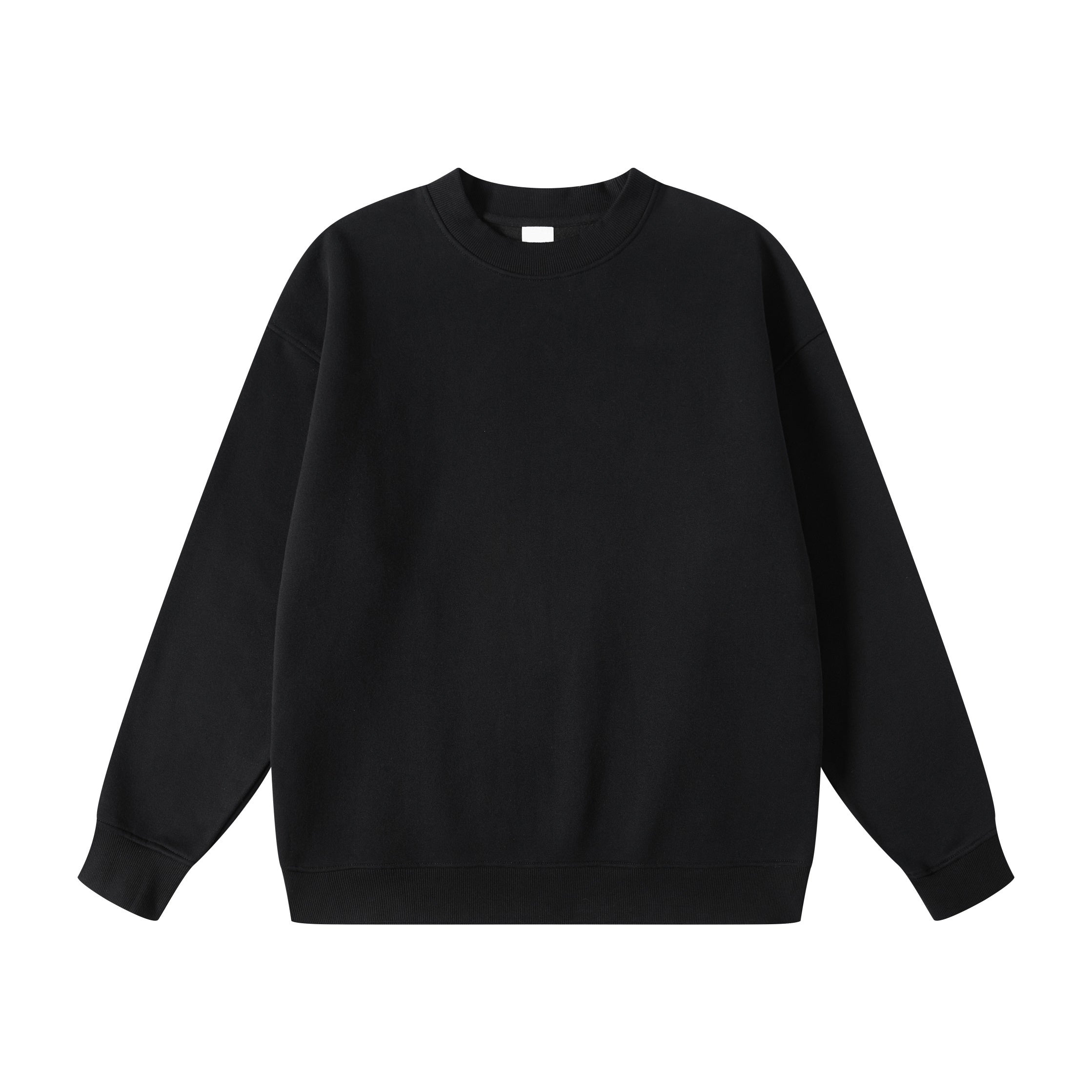 Custom Printing Logo Streetwear Polar Fleece Lined Crewneck Sweatshirt Solid Color Oversized Fit Sweatshirt