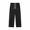Men's 350GSM Fleece Wide Leg Pants 3-needle -thread Cover Stitch Design Casual Drawstring Contrast Color Trousers