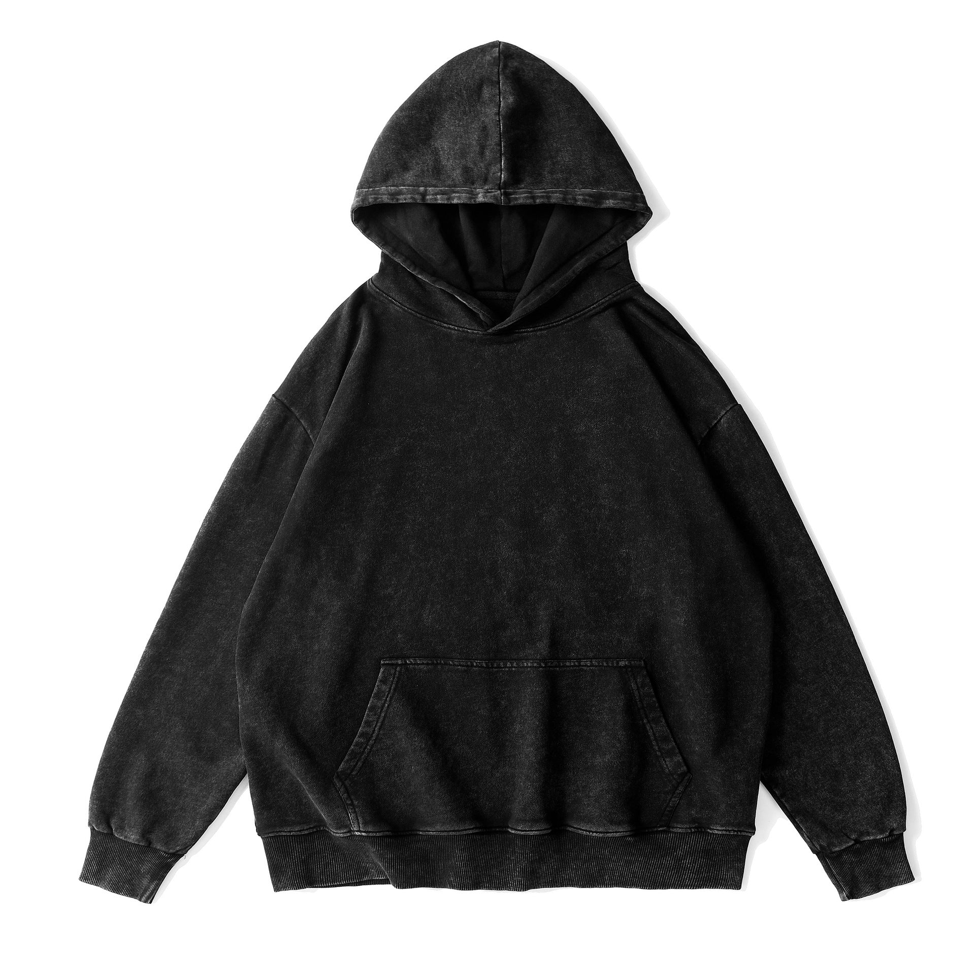 350GSM 80% Cotton Distressed Oversized Hooded Sweatshirt Drop-shoulder Sleeve Vintage Washed Looped Pile Hoodies