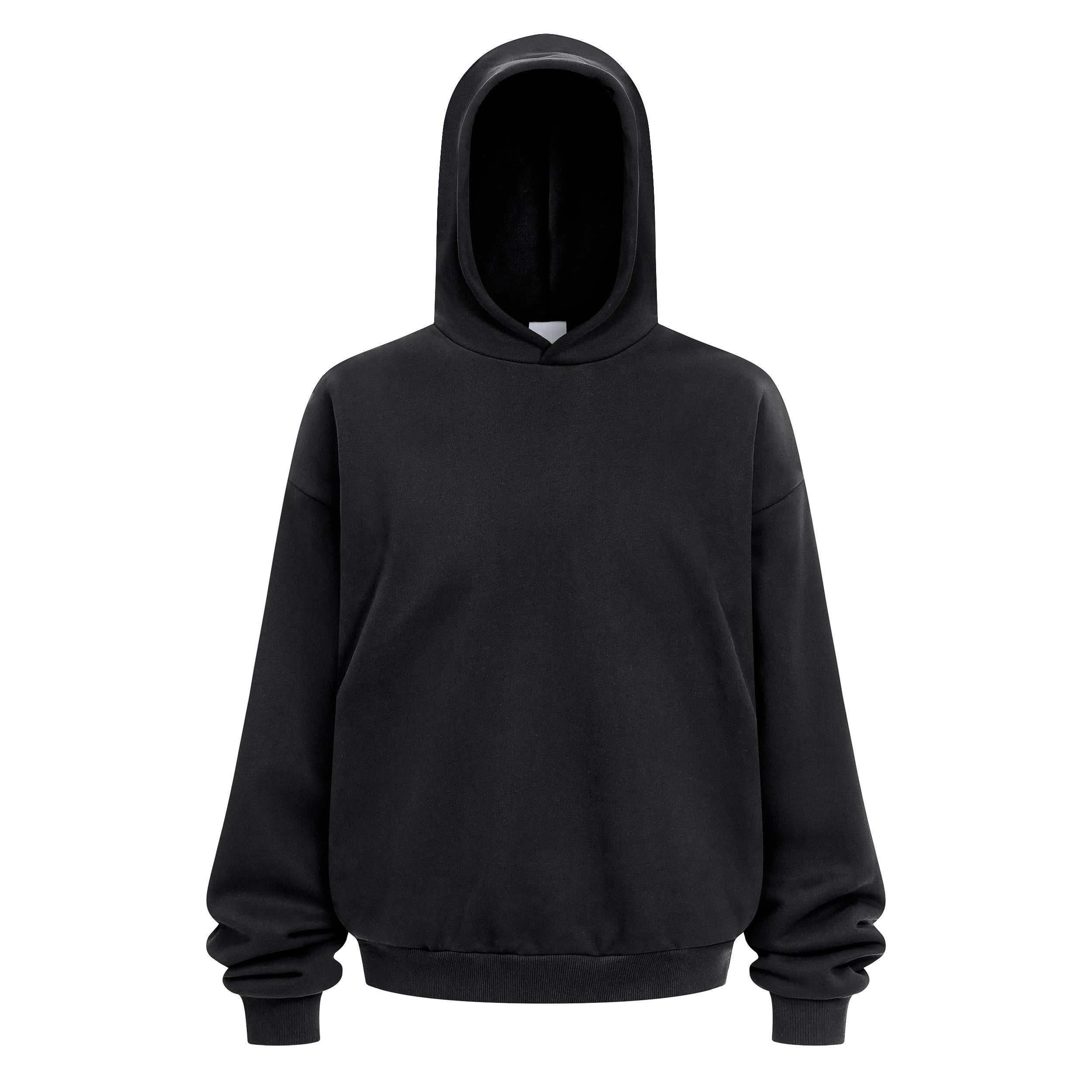Solid color casual winter pullover hoodie fleece lined hidden pocket oversized basic design digital printing polyester/cotton